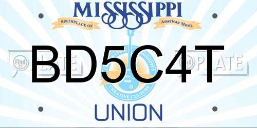 BD5C4T Mississippi License Plate