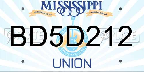 BD5D212 Mississippi License Plate