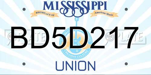 BD5D217 Mississippi License Plate