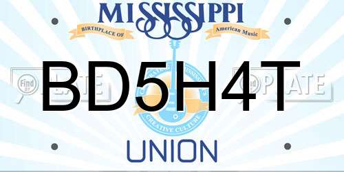 BD5H4T Mississippi License Plate