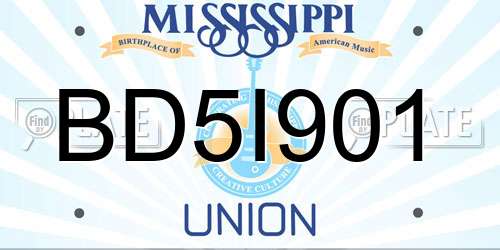 BD5I901 Mississippi License Plate