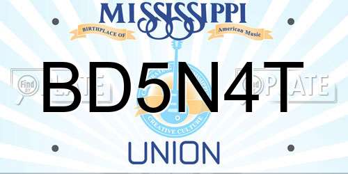 BD5N4T Mississippi License Plate