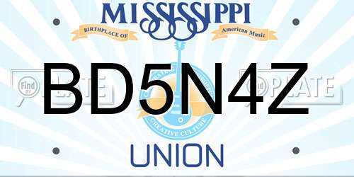 BD5N4Z Mississippi License Plate