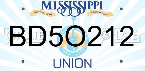 BD5O212 Mississippi License Plate