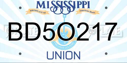 BD5O217 Mississippi License Plate