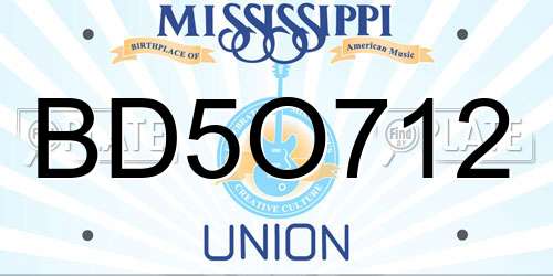 BD5O712 Mississippi License Plate