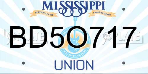 BD5O717 Mississippi License Plate