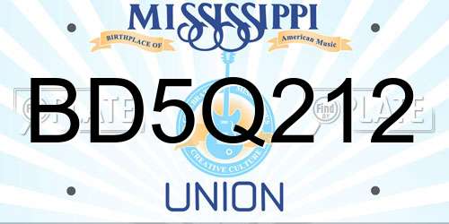 BD5Q212 Mississippi License Plate