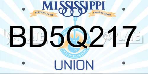 BD5Q217 Mississippi License Plate