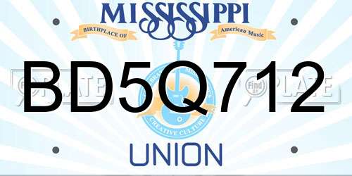 BD5Q712 Mississippi License Plate