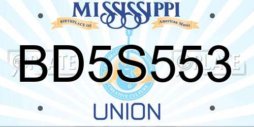 BD5S553 Mississippi License Plate