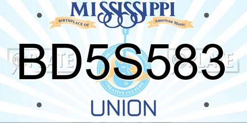 BD5S583 Mississippi License Plate