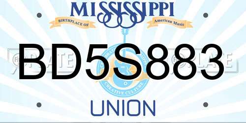 BD5S883 Mississippi License Plate