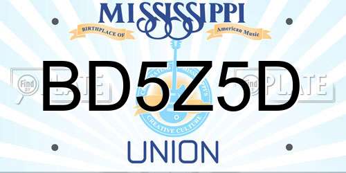 BD5Z5D Mississippi License Plate