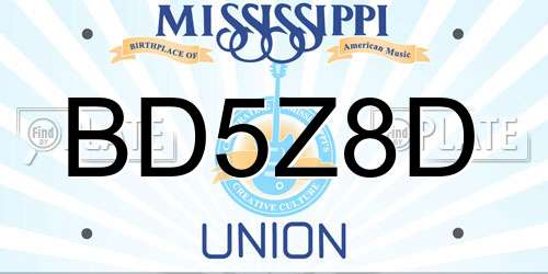 BD5Z8D Mississippi License Plate