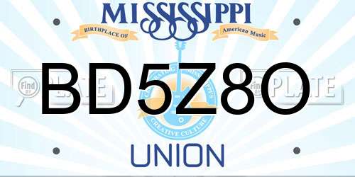 BD5Z8O Mississippi License Plate