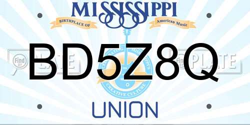BD5Z8Q Mississippi License Plate