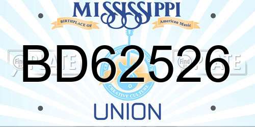 BD62526 Mississippi License Plate