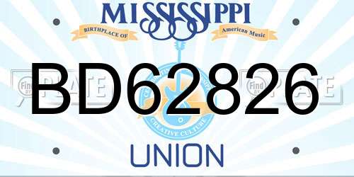 BD62826 Mississippi License Plate