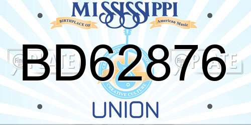 BD62876 Mississippi License Plate