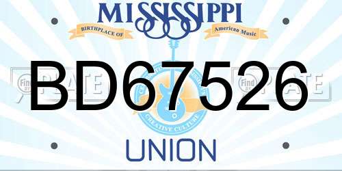 BD67526 Mississippi License Plate