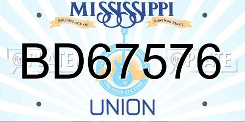 BD67576 Mississippi License Plate