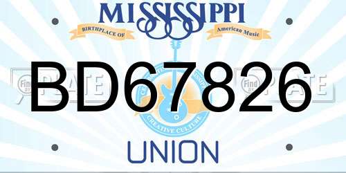 BD67826 Mississippi License Plate