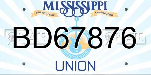 BD67876 Mississippi License Plate