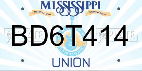 BD6T414 Mississippi License Plate