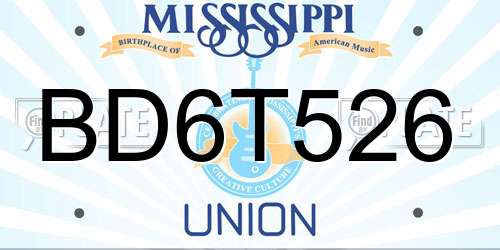 BD6T526 Mississippi License Plate