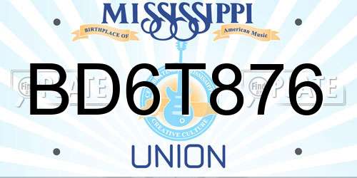 BD6T876 Mississippi License Plate