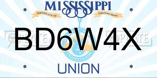 BD6W4X Mississippi License Plate