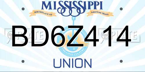 BD6Z414 Mississippi License Plate
