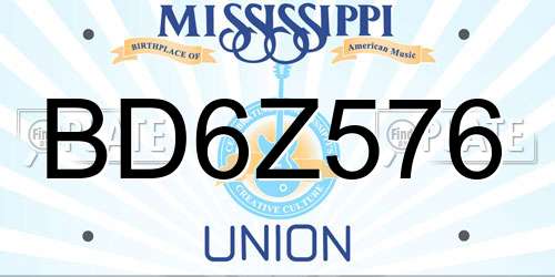 BD6Z576 Mississippi License Plate