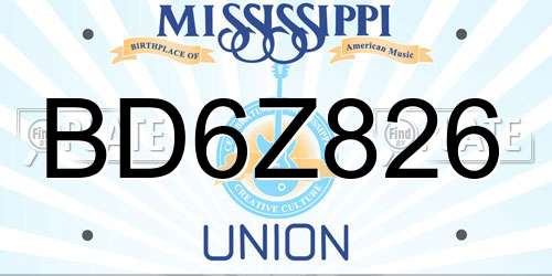 BD6Z826 Mississippi License Plate