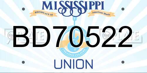 BD70522 Mississippi License Plate