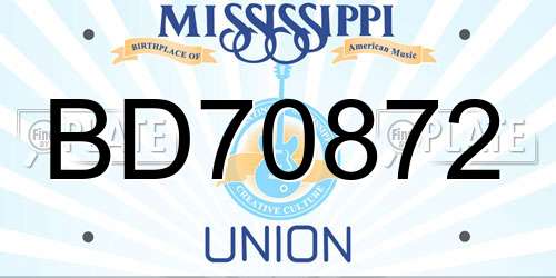 BD70872 Mississippi License Plate