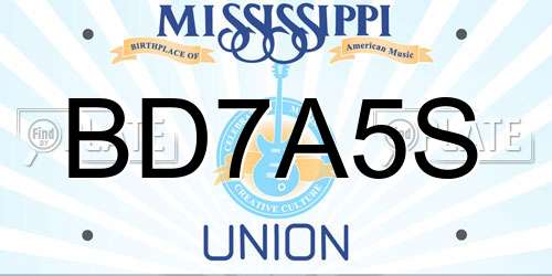BD7A5S Mississippi License Plate