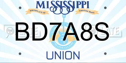BD7A8S Mississippi License Plate