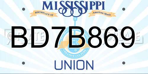 BD7B869 Mississippi License Plate