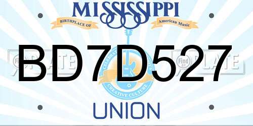 BD7D527 Mississippi License Plate