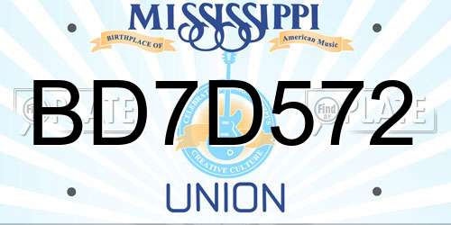 BD7D572 Mississippi License Plate