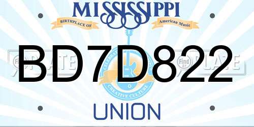 BD7D822 Mississippi License Plate