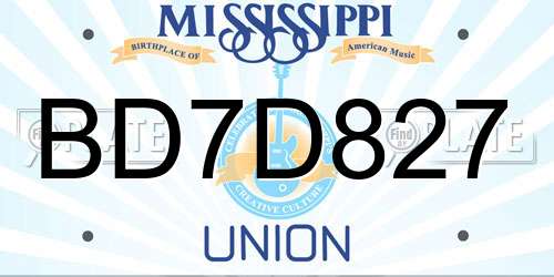 BD7D827 Mississippi License Plate