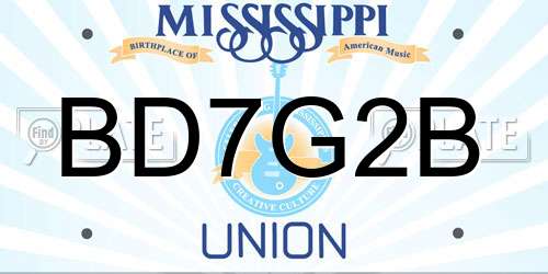 BD7G2B Mississippi License Plate