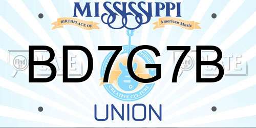 BD7G7B Mississippi License Plate