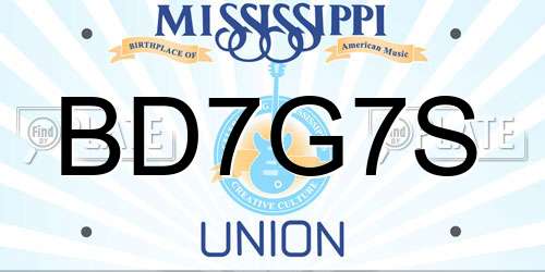BD7G7S Mississippi License Plate