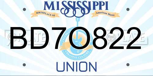 BD7O822 Mississippi License Plate