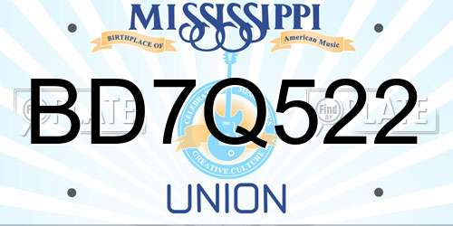 BD7Q522 Mississippi License Plate