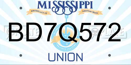 BD7Q572 Mississippi License Plate